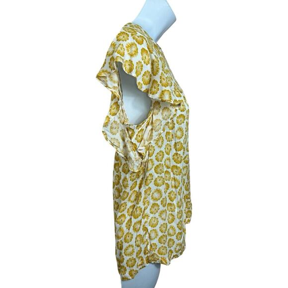 Women's Premise Smocked Blouse Sz Small Boho Gold Floral Print Top Loose NEW - Picture 4 of 6